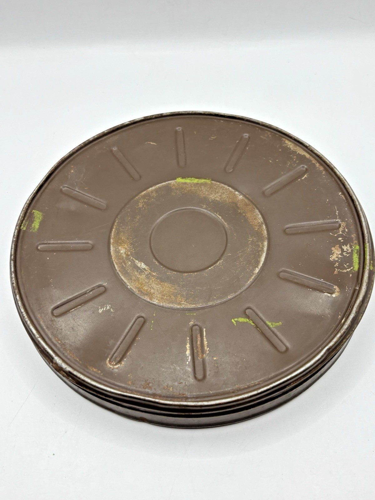 4 Vintage Compco Goldberg Film Reel Canisters 7″ Empty Movie Theatre Room Decor