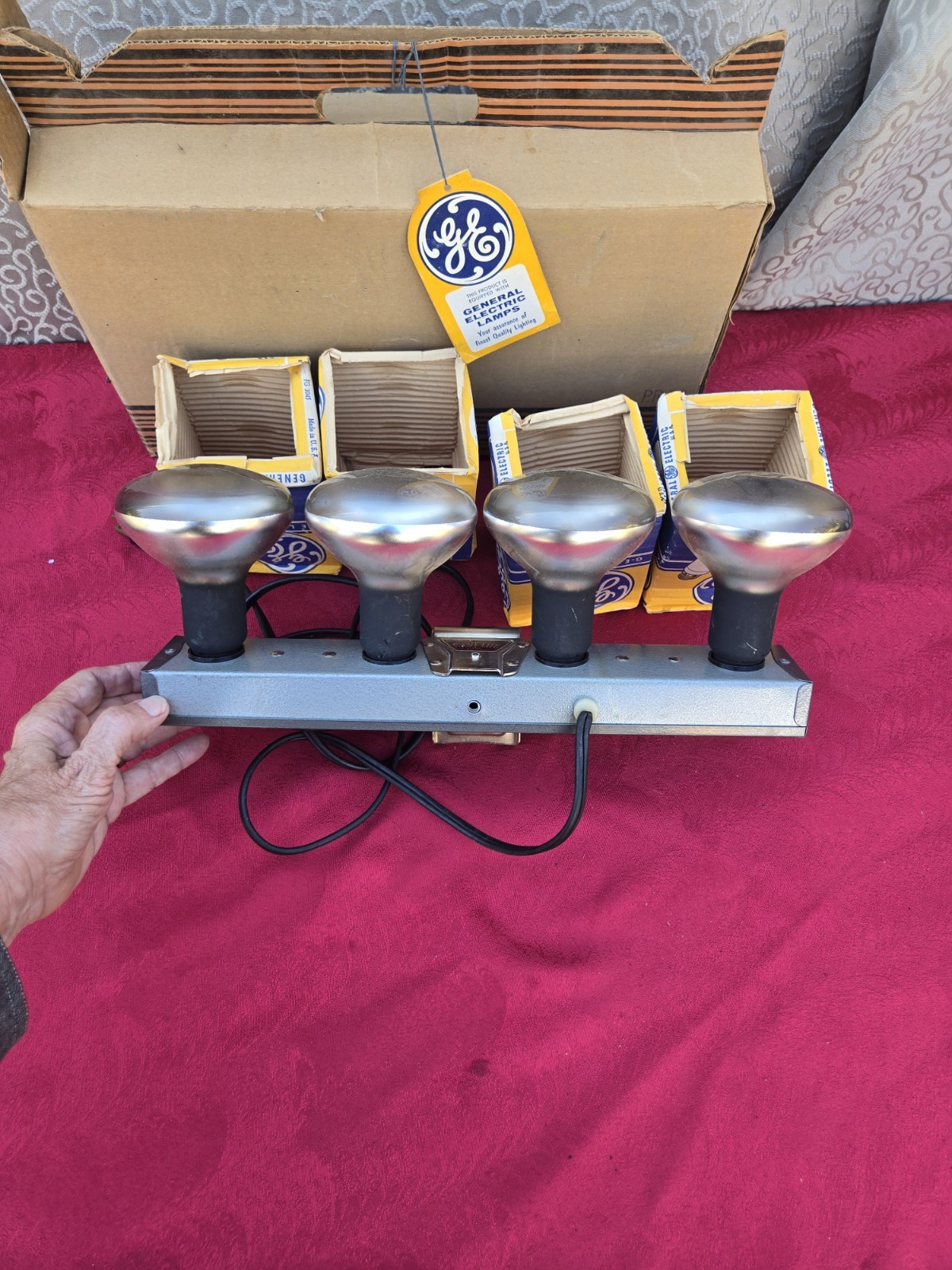 Vintage GE 4 Light Bar Photo Floodlight Movie Camera Lighting Kit Set With Boxes