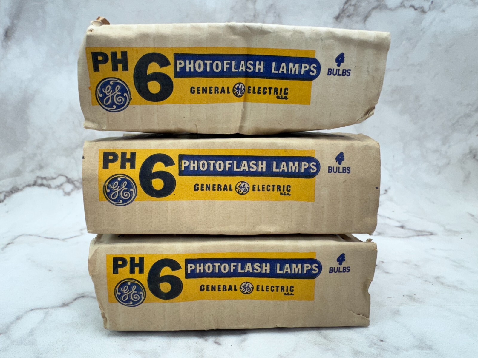 Vintage GE PH6 Photoflash Lamps Class FP Focal Plane Package of 12 Bulbs