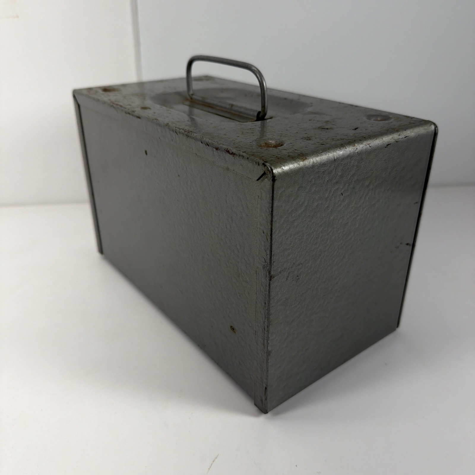Vintage Brumberger 12 slot- 8mm Film Reel Case Metal Box 1950’s w/ Advertising