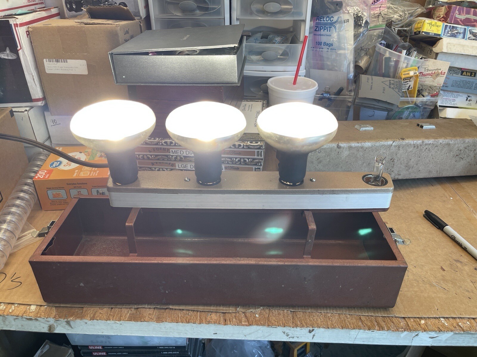 Vintage CKC 4 Light Movie Film Stage Lighting with Brown Case Works