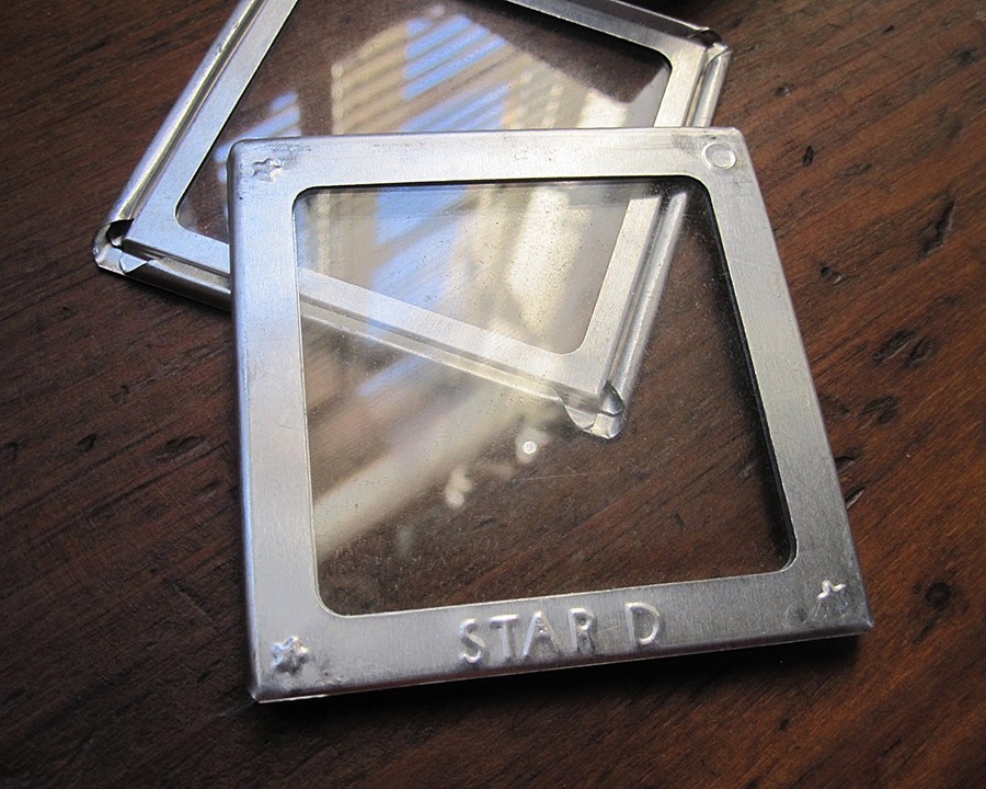 Davidson Star D 2 1/4 x 2 1/4 Vintage Metal Slide Binders glass craft organize