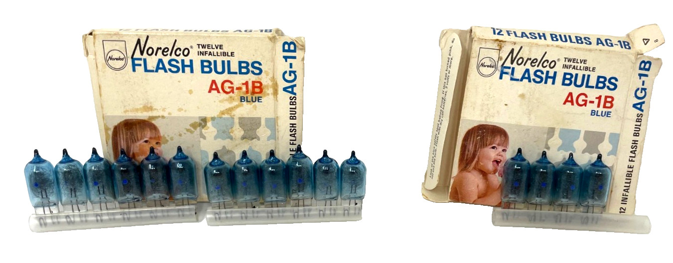 AG-1B Flashbulbs Box of 16 Blue Bulbs | Norelco Vintage Bulbs | NEW