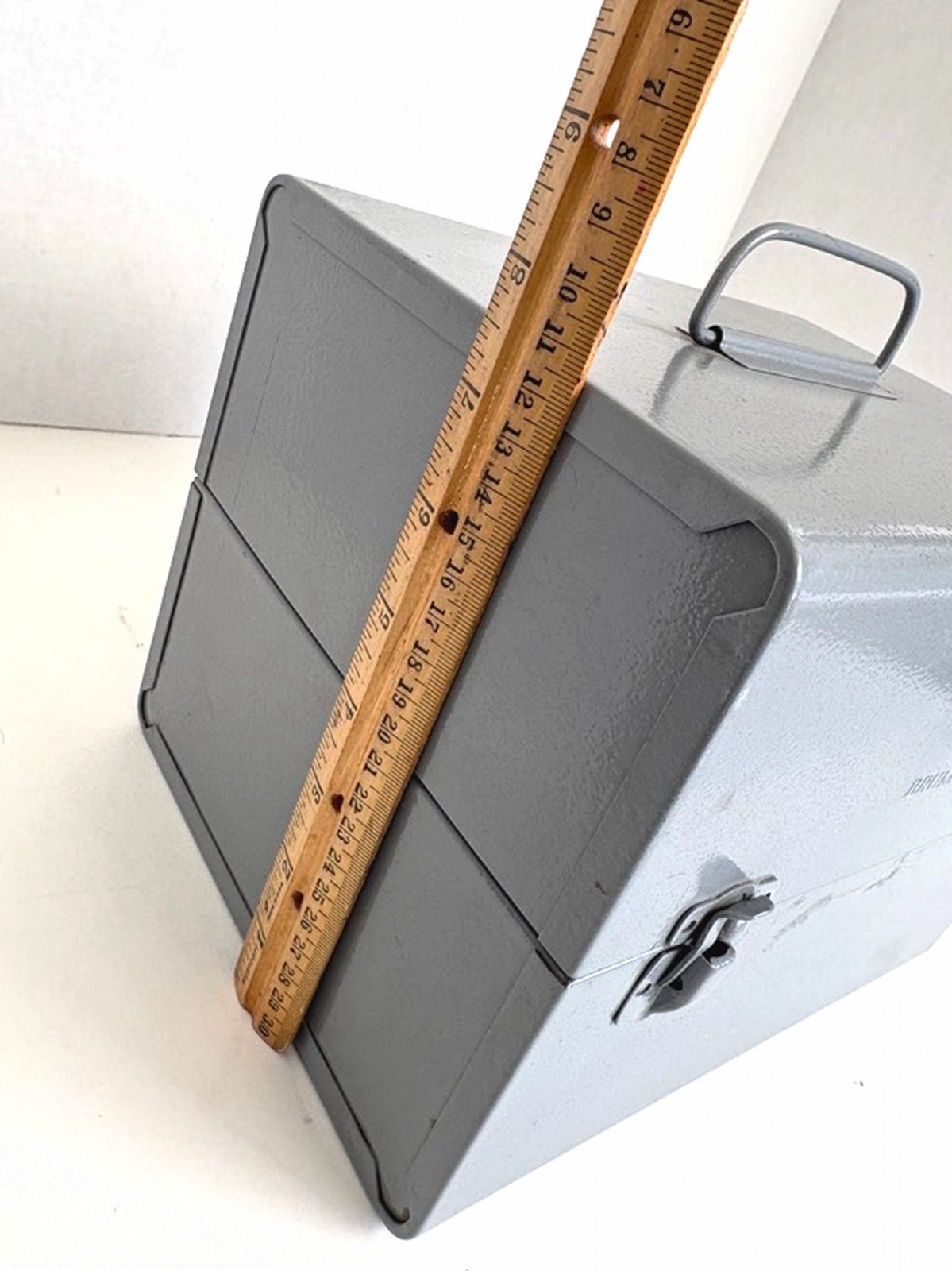Vintage Brumberger Gray Metal Canister Carrying Case with 11 Lafayette Canisters