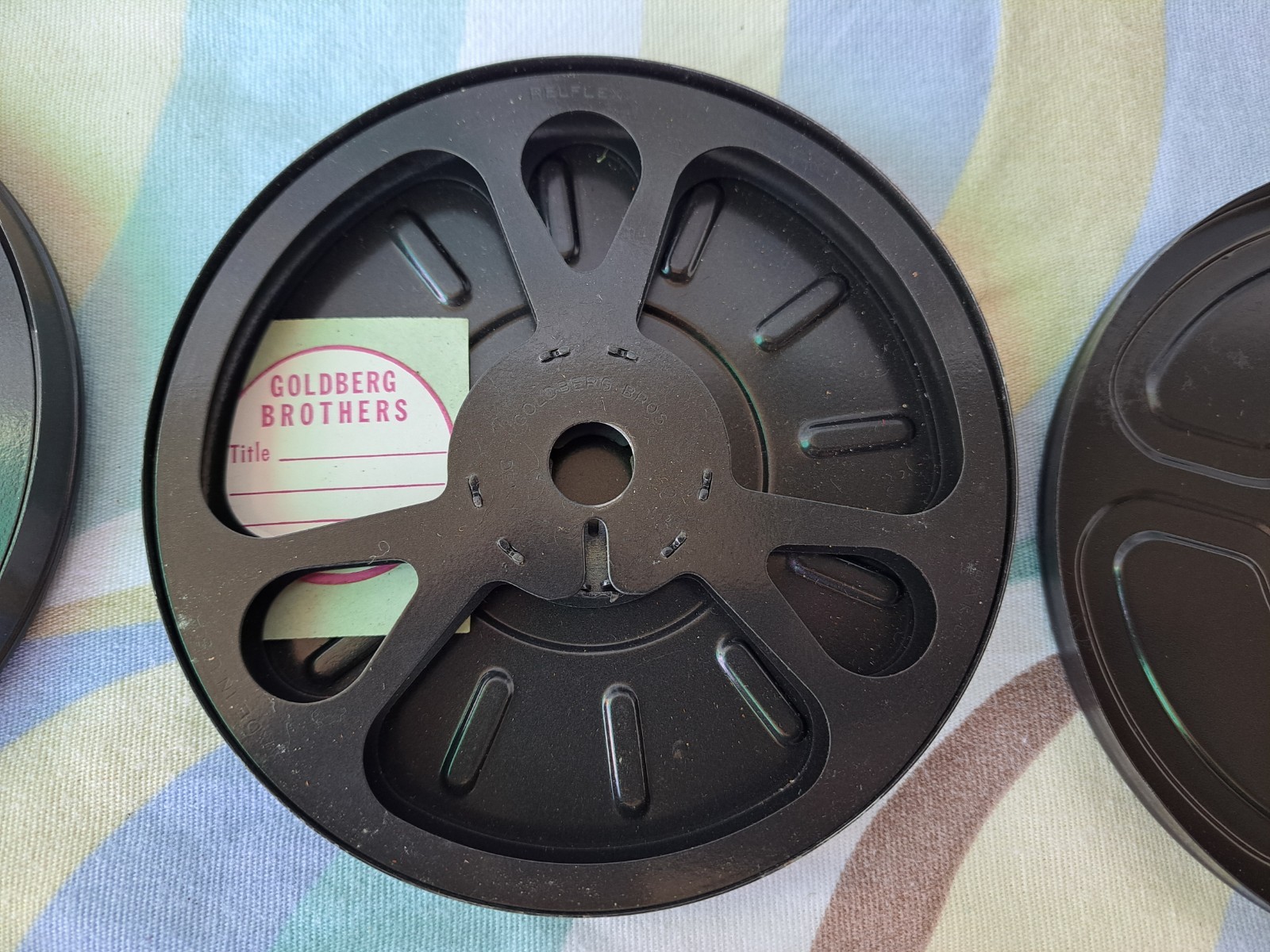 Vintage GOLDBERG BROTHERS 200′ 8mm Film Storage Cans 6 With Box & Stickers BIN30