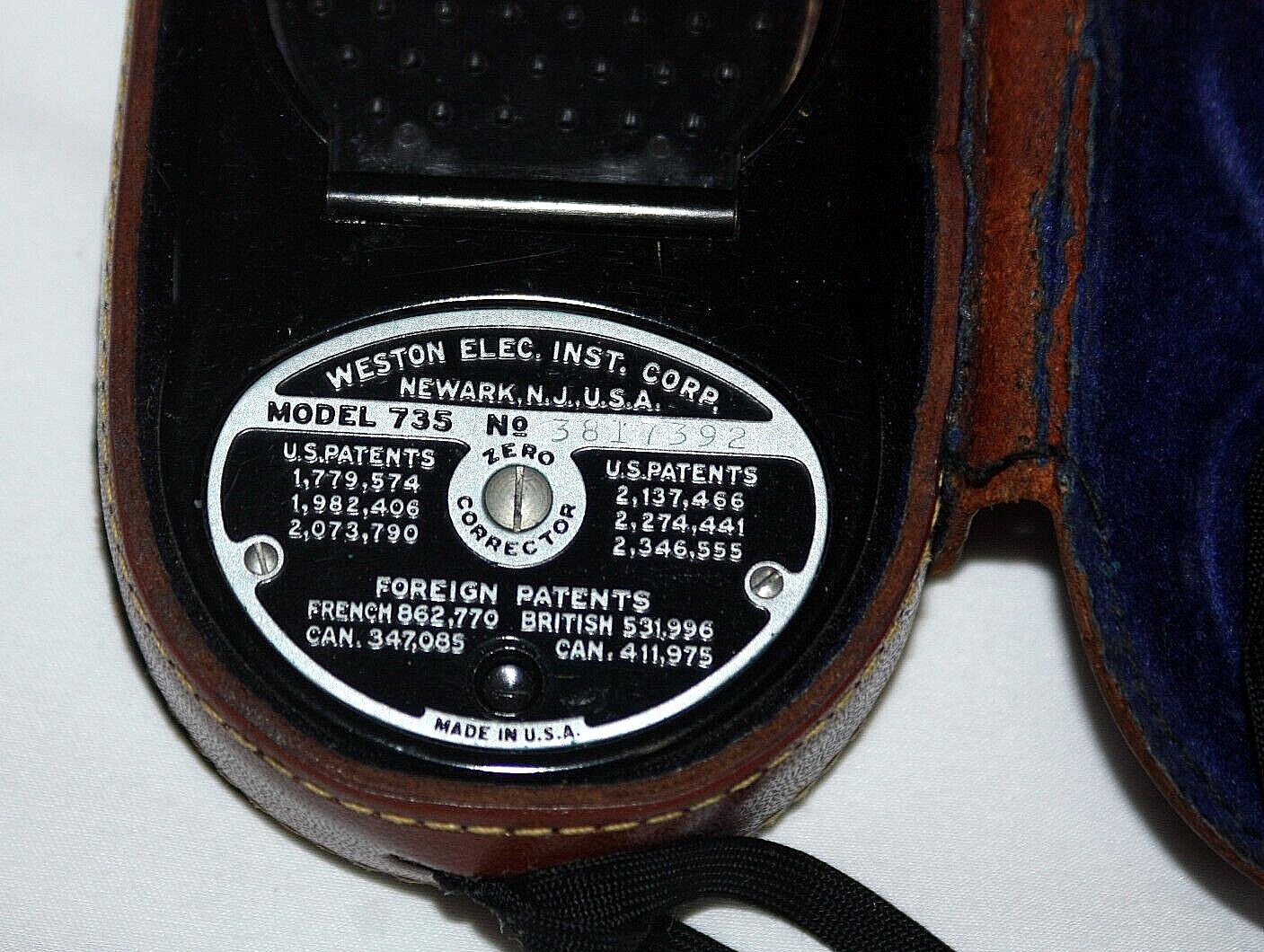 Vintage Weston Master II Universal Exposure Meter Model 735 ~ Made In USA