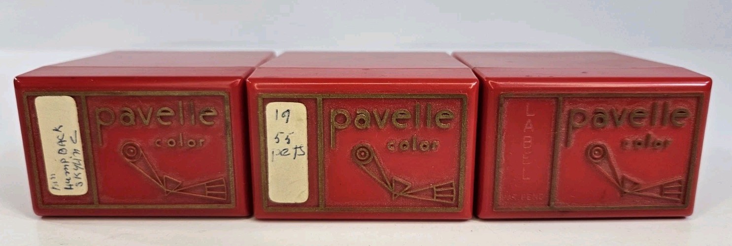 Vintage Pavelle Color Red Plastic Film Slide Box Lot & Lid of 3 Containers
