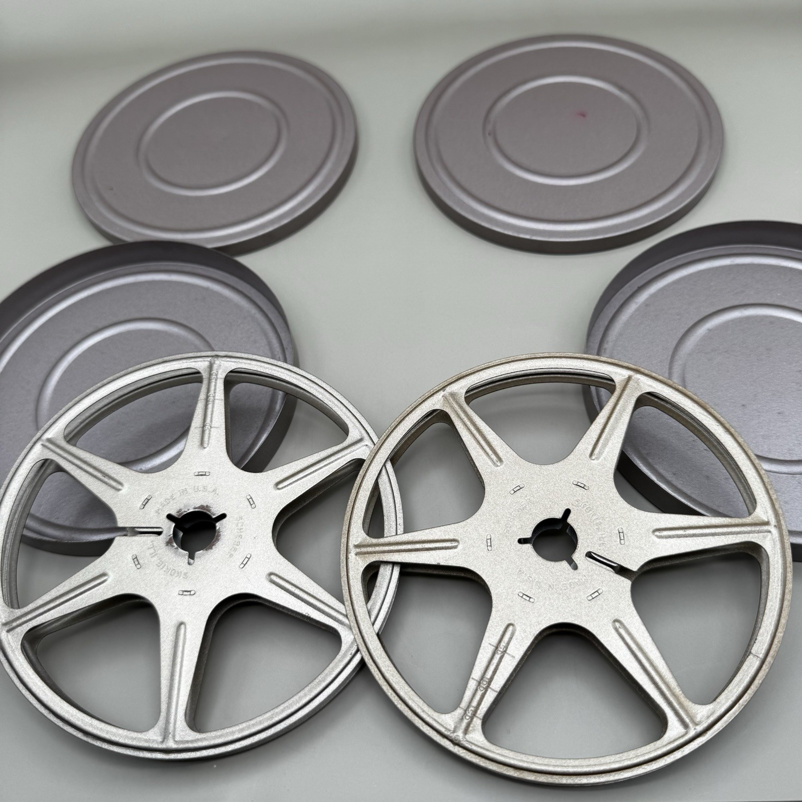 LOT OF 2 SCHERER 8mm film 5″ Reels With Cans