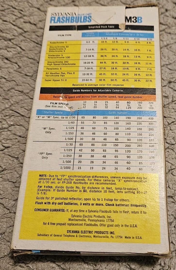 Sylvania Blue Dot Flashbulbs M3B 8 Bulbs