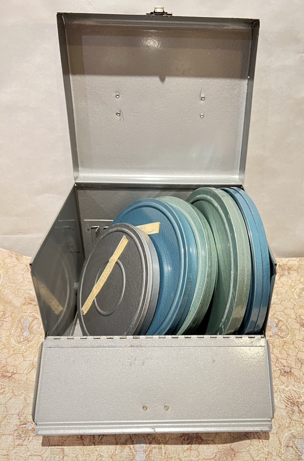 vtg Compco Tower 8mm Film 6 Reel Metal 6 and 6 Cans in Metal Movie Box