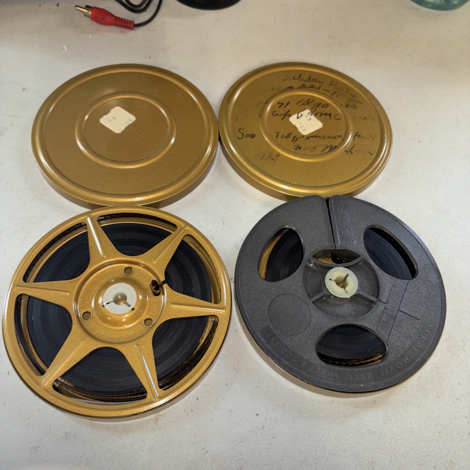 Pair Of 2 Vintage Kodak Dual 8 Reel Storage Reel & Can Set Of 2 Mystery Trip