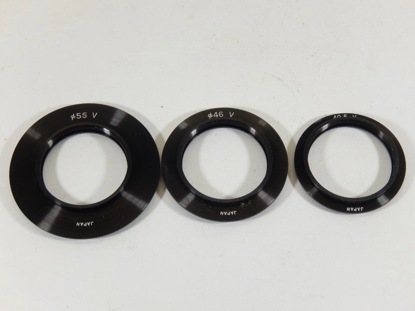 VINTAGE UNKNOWN JAPAN 55MM 46MM 40.5MM V LENS ADAPTER SET