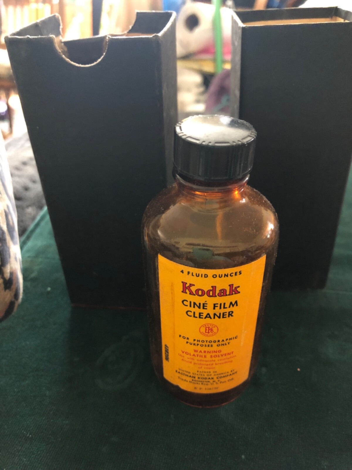 Vintage KODAK Cine Film Cleaner, Bottle,Box Holder, Instructions