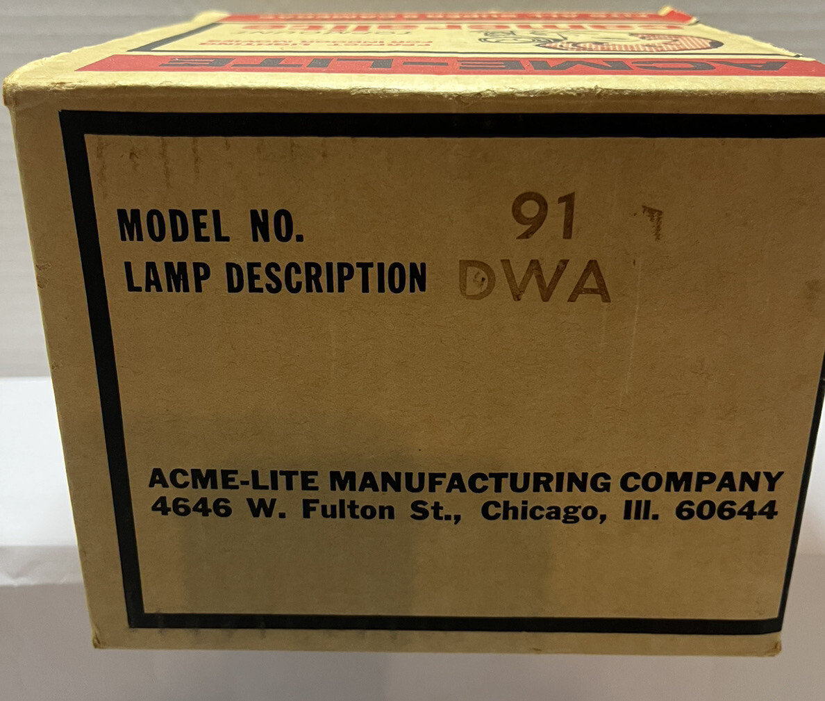 Vintage Topmount Cameralite 91 Acme Lite Movie Camera Light For Super 8 Cameras