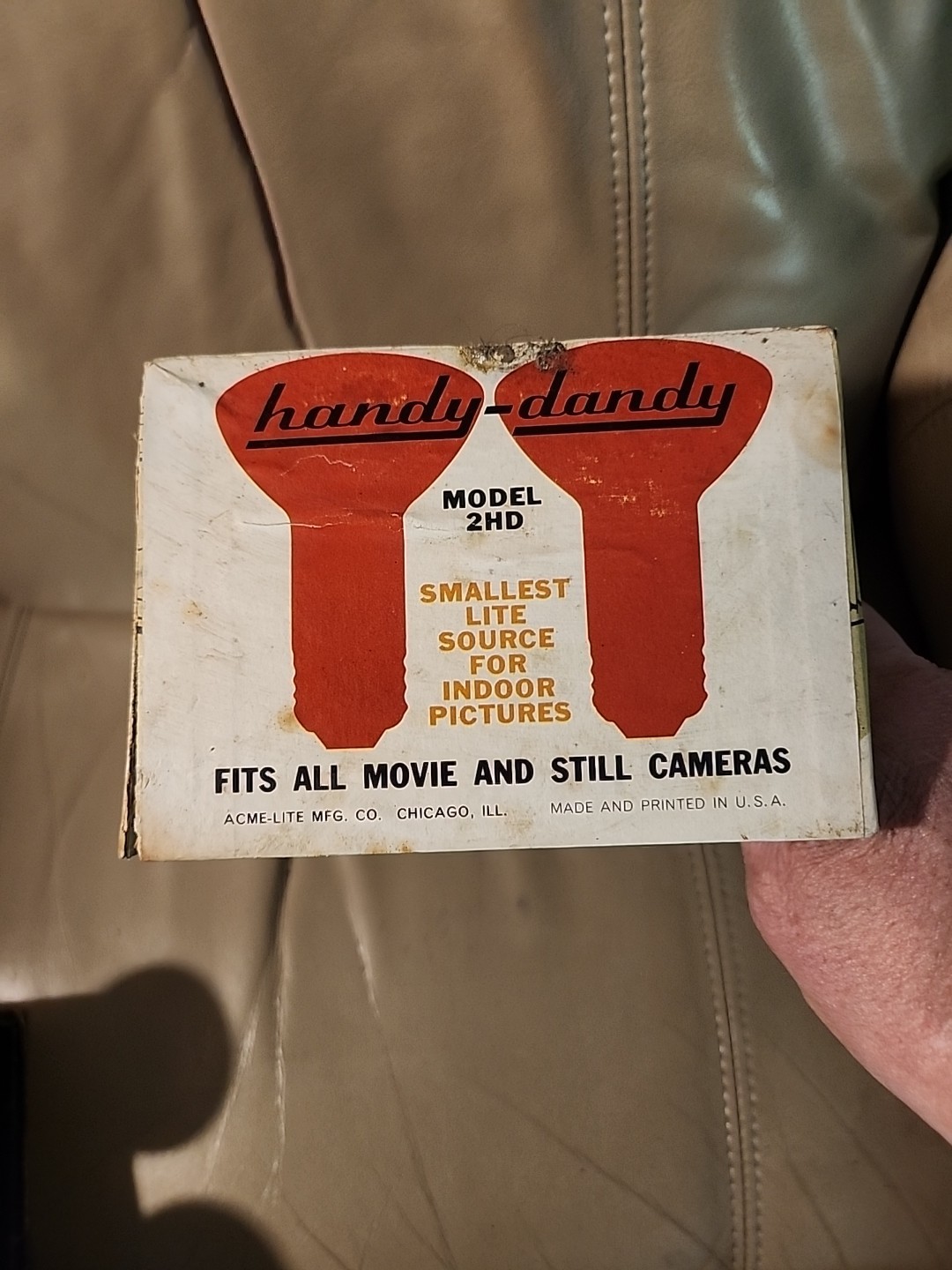 Vintage Acme Handy-Dandy MOV-E-LITE, Tested/Works, Photo/Film Light W/Box.