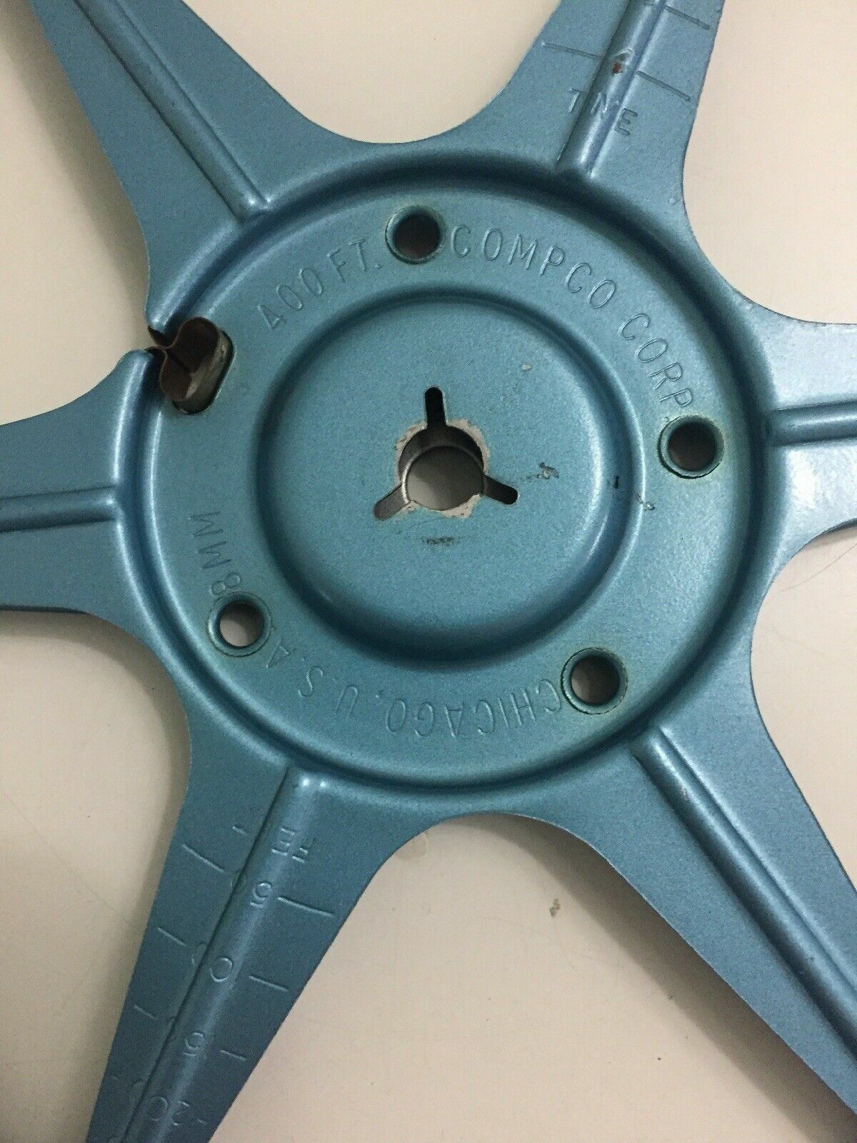 8 mm 400 ft Blue Metal Compco Corp Film Reel & Canister Ft. Myers Photo Supply
