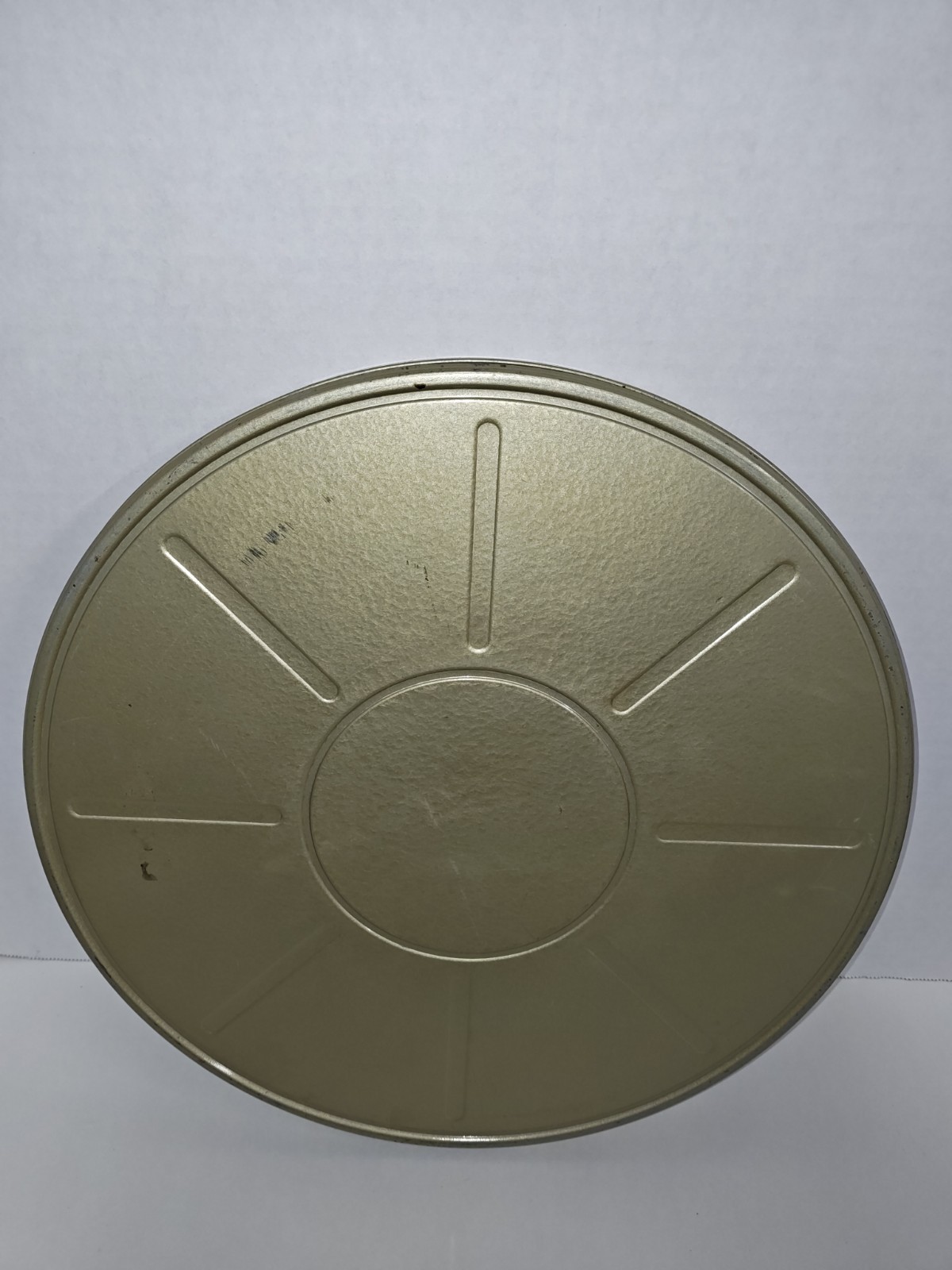 Vintage Goldberg Bros. Metal Film Reel Movie Storage Large Gold Green Canister