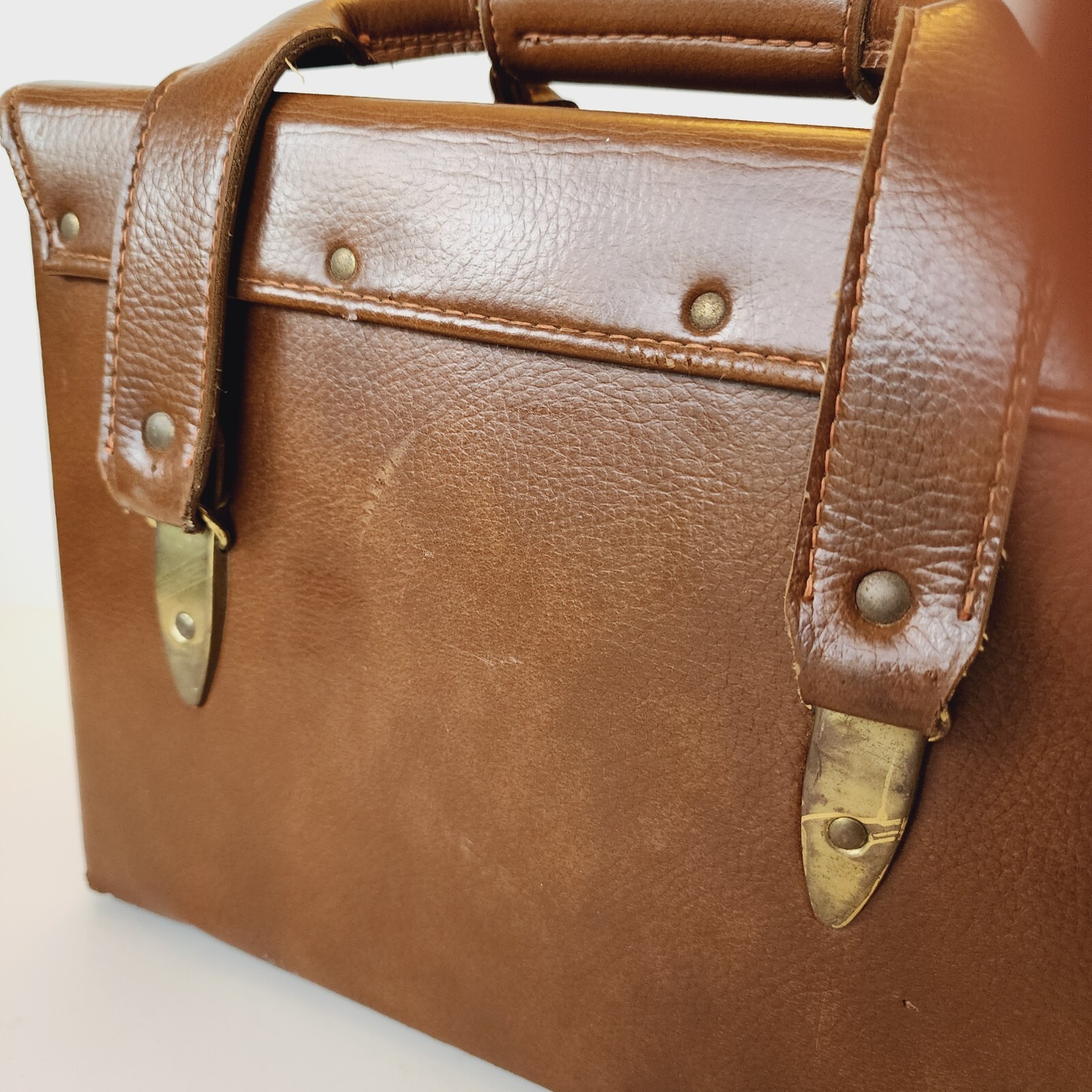 Vintage FOCAL Brown Leather Top & Front Opening Camera Case w/ KEY & Protectors!