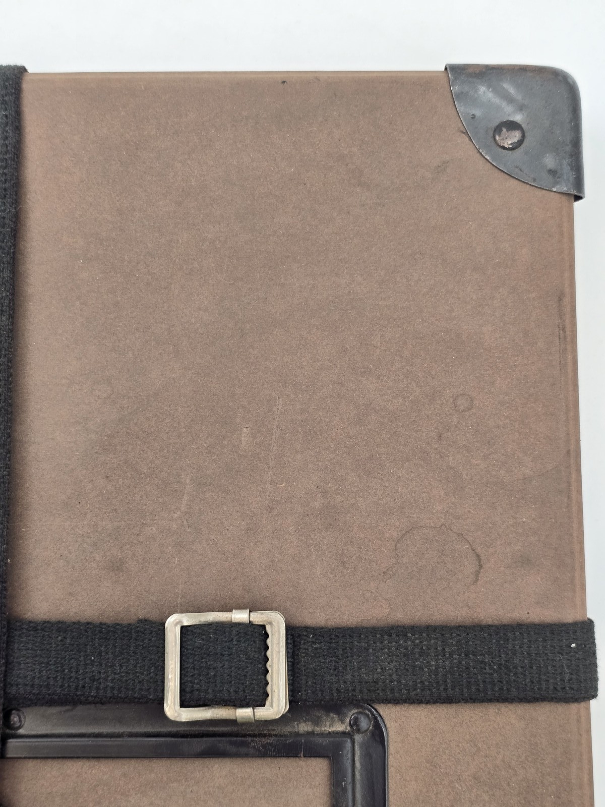 Vintage 11″ Square Fiberbilt Shipping Case Metal Corners Fabric Straps 1960s Lab