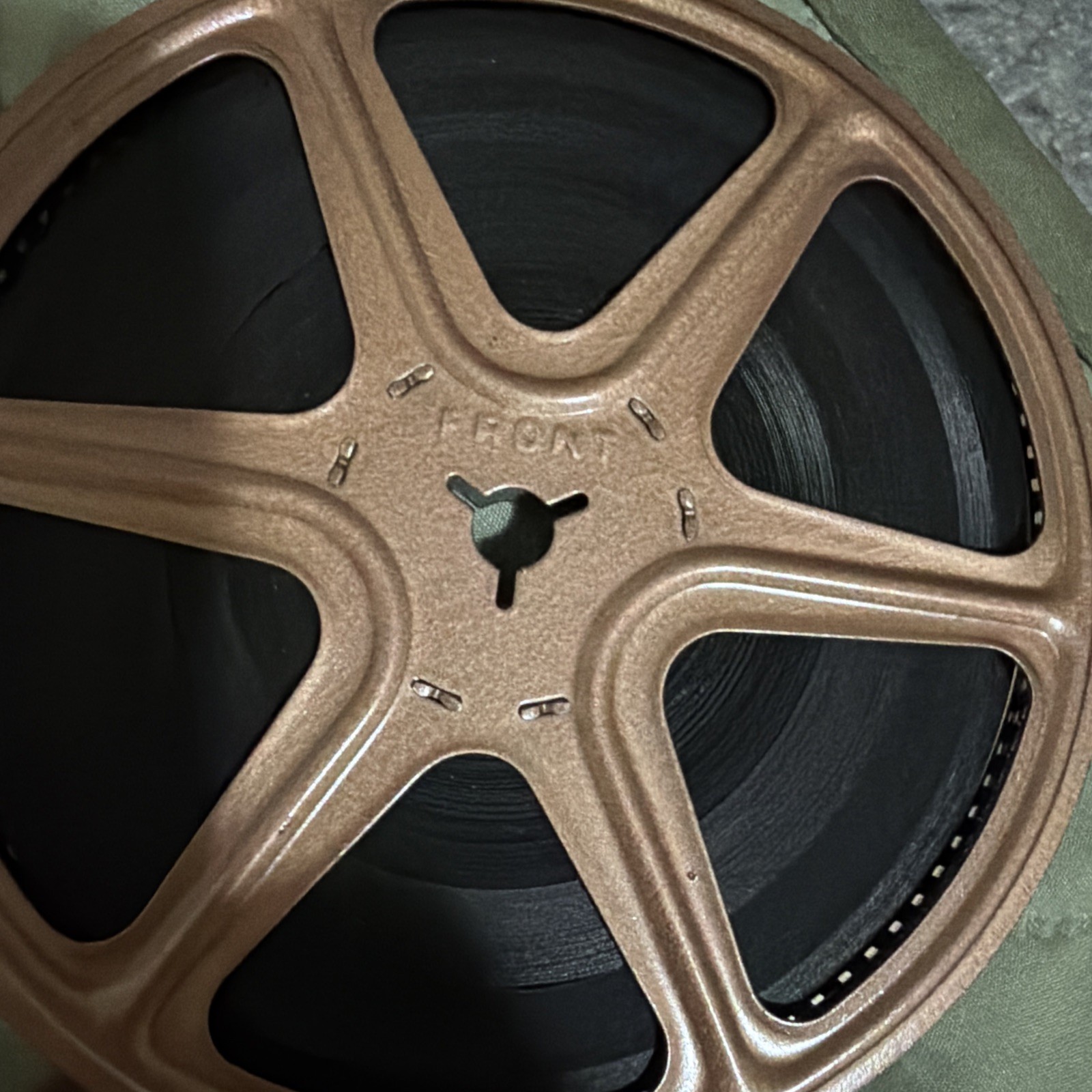3 Vintage Metal Cases and 2 Reels 8mm Movie Film Grey & Brown Used