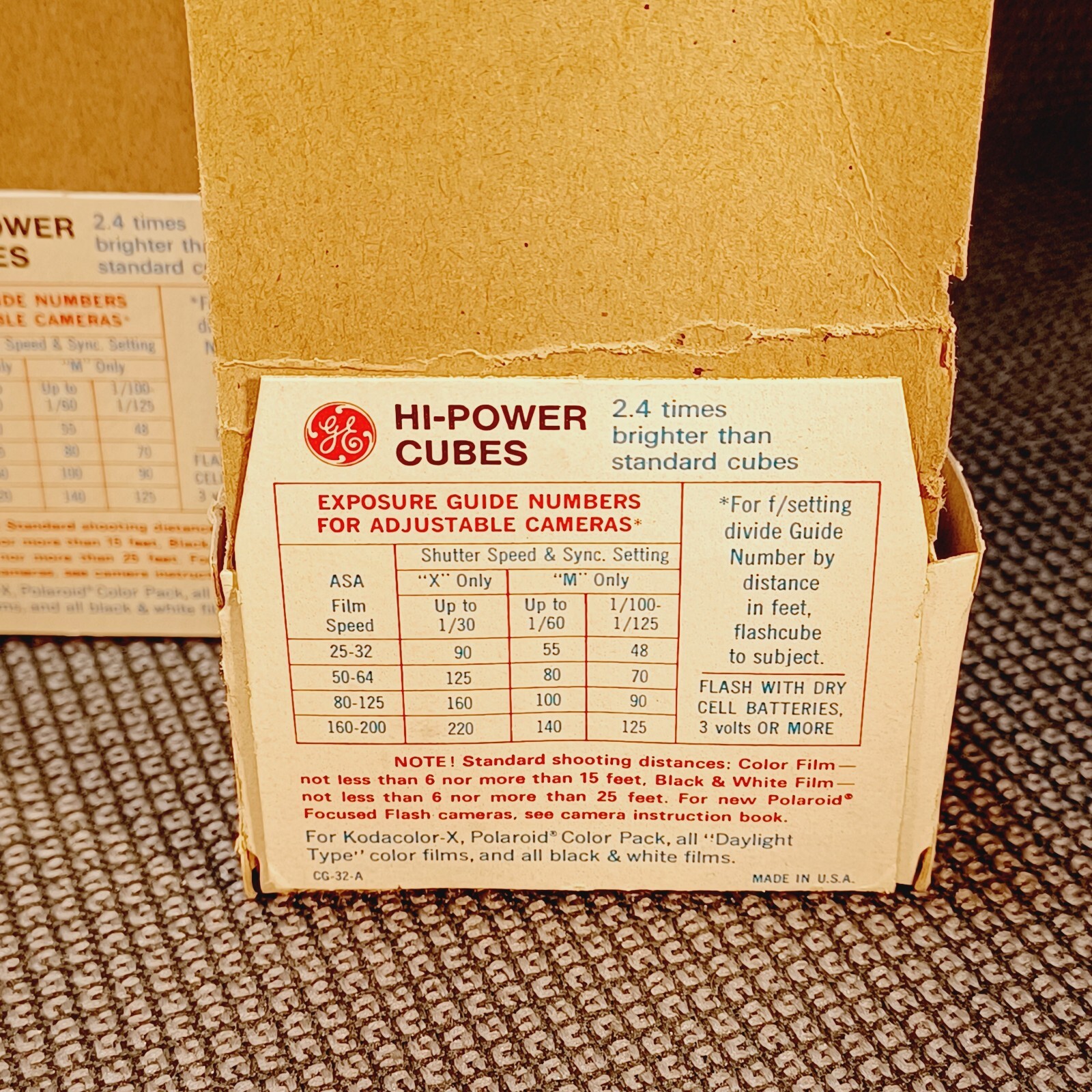 General Electric Hi-Power Flash Cubes (Set of 4 Packages) 32 Flash elements