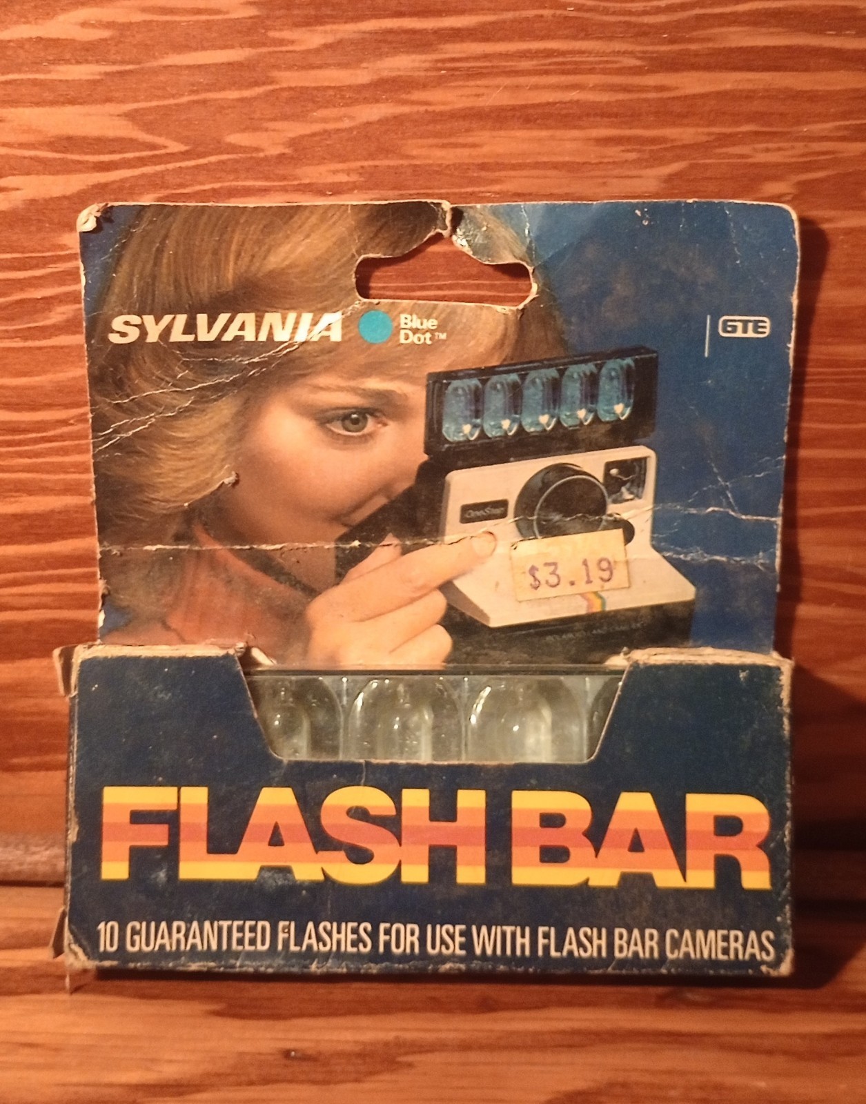 RARE Vintage Sylvania Blue Dot Flash Bar GTE Camera Flashbulbs Retro USA