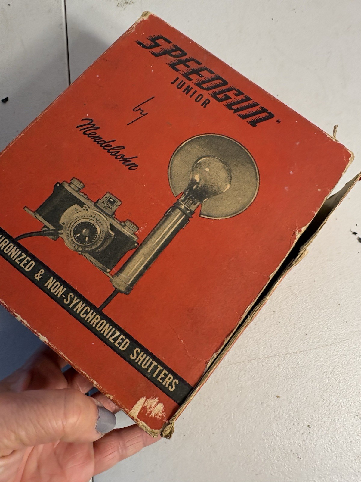 Vintage Mendelsohn Universal Flash Speed Gun Junior With Box (untested)