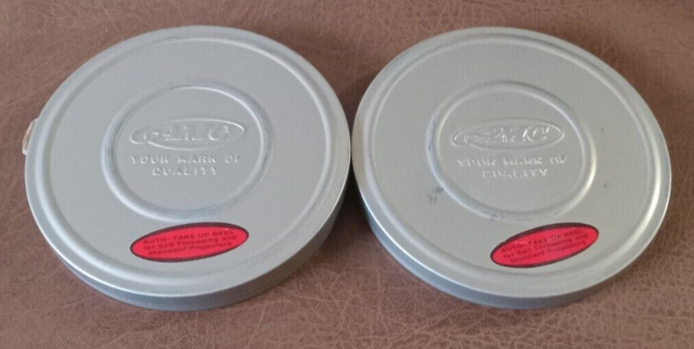 AMC Regular 8mm Movie Auto Take-up Metal Reel & Can lot of 2