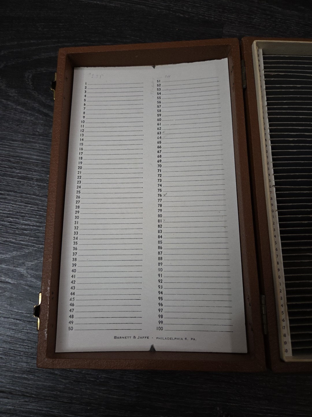 Vintage Barnett & Jaffe Projector Slide Case Pennsylvania Brown Box 100 Slots