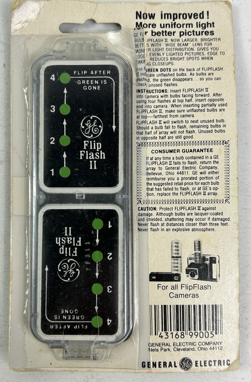 Vintage GE Flip Flash II 8 Flashes NOS