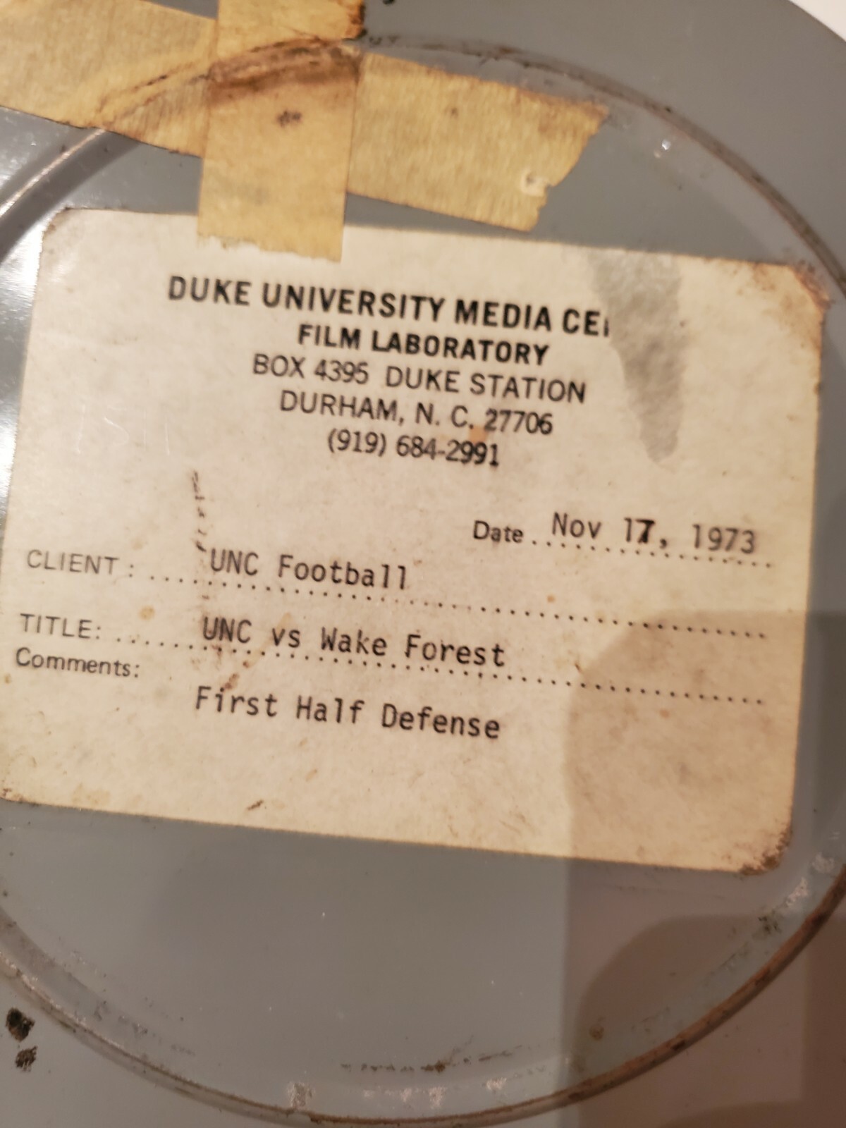 5 Vintage 7″ Metal 8mm Game Film Canisters 1973 UNC Tar Heels Football Carolina