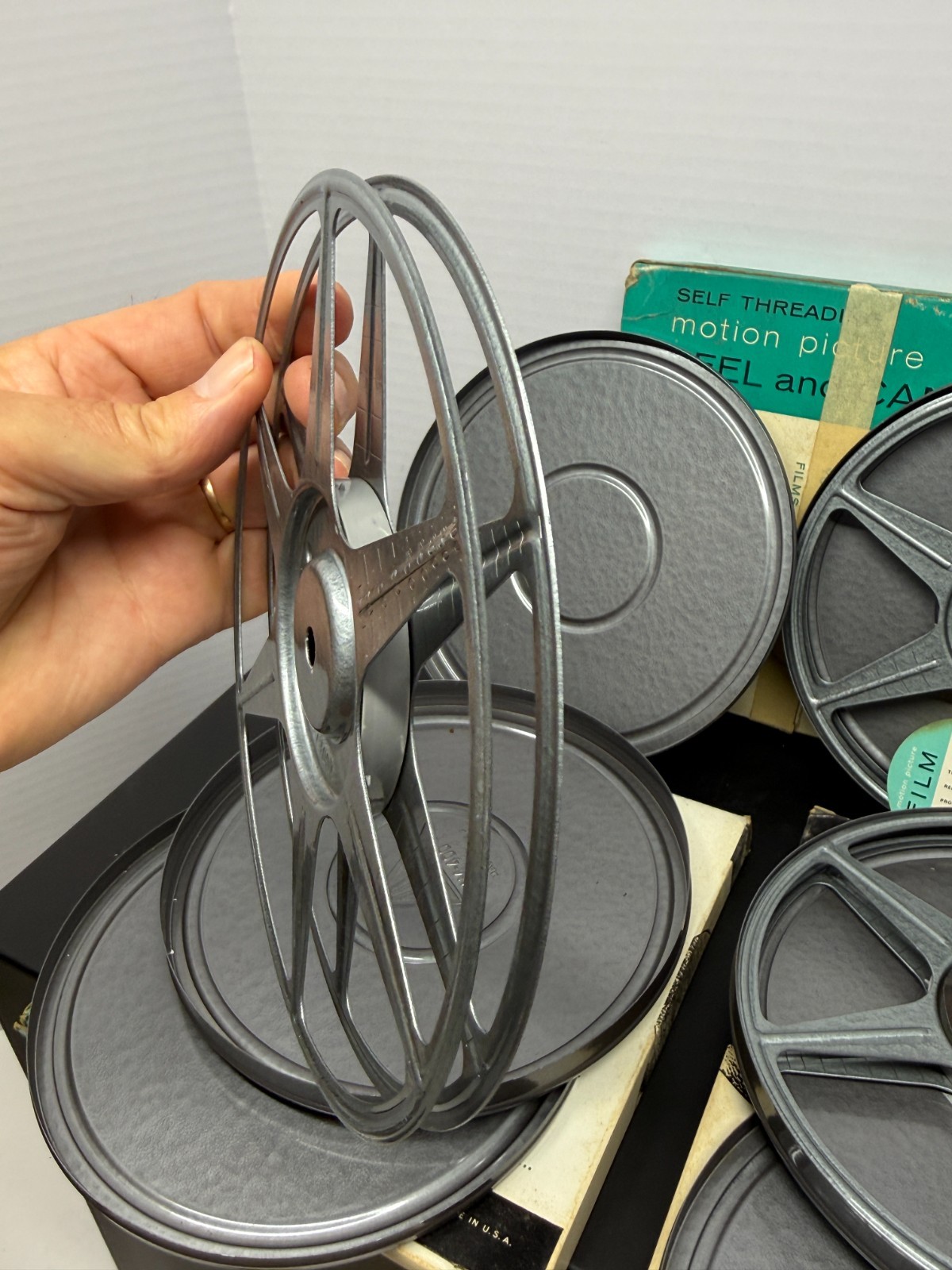 Vintage New NOS Set of 3 Tower 400ft 8mm Metal Film Reel & Can Set Sears Chicago
