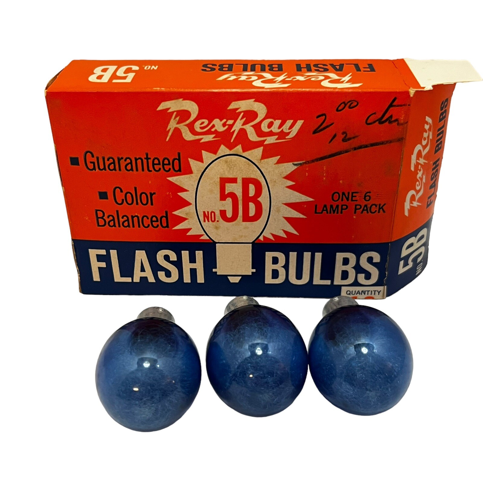 Vintage REX-RAY FLASH BULBS No. 5B Never Used 9 Blue Bulbs Total READ RARE