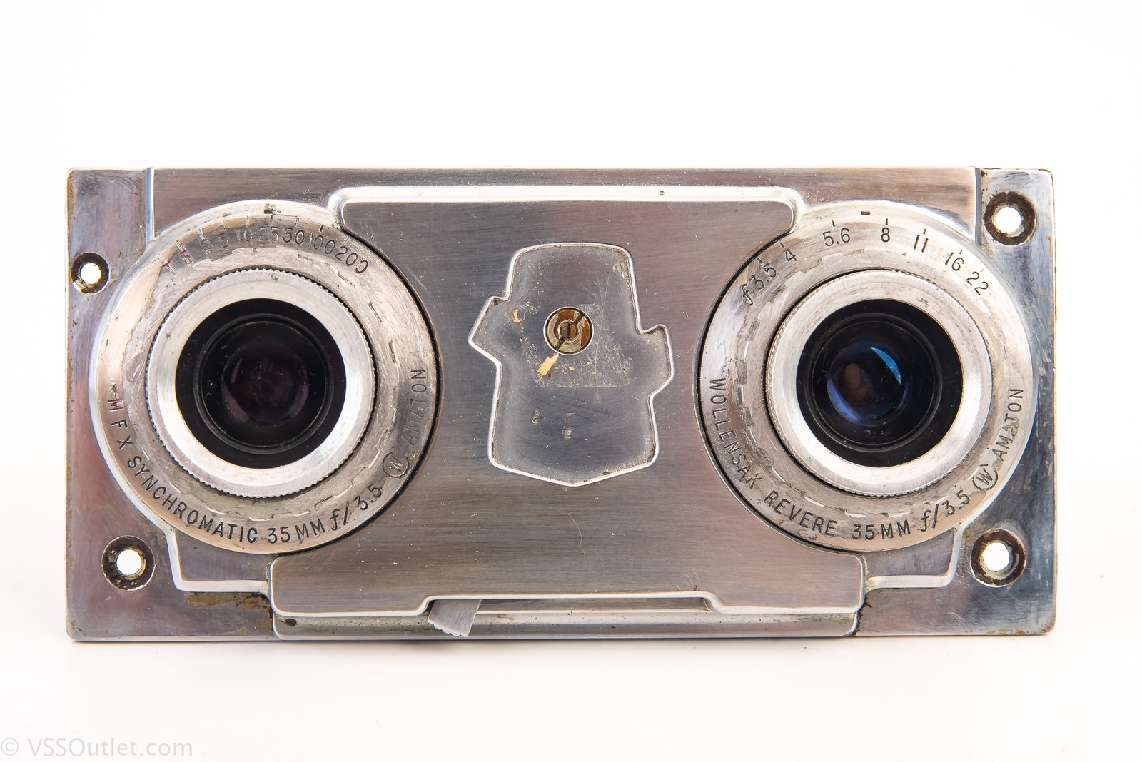 Revere Stereo 33 Camera Twin Amaton 35mm f/3.5 Lens & Shutter Assembly READ V23