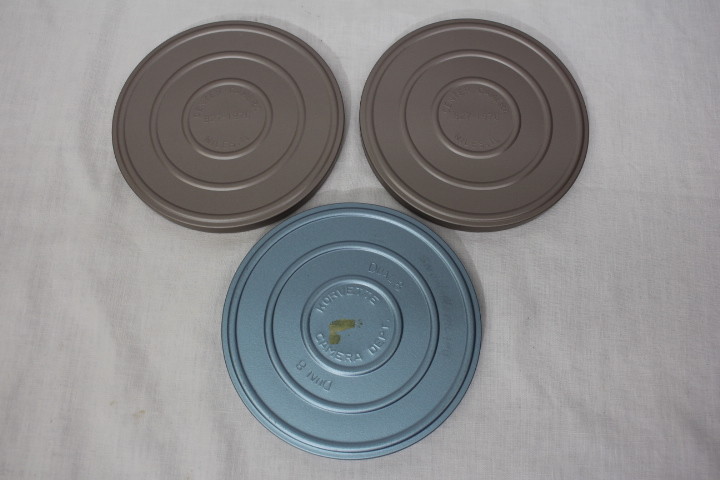 3 NOS Scherer 8mm Metal Film Reels NEW OLD STOCK Film Reel And Can Set 400 Ft