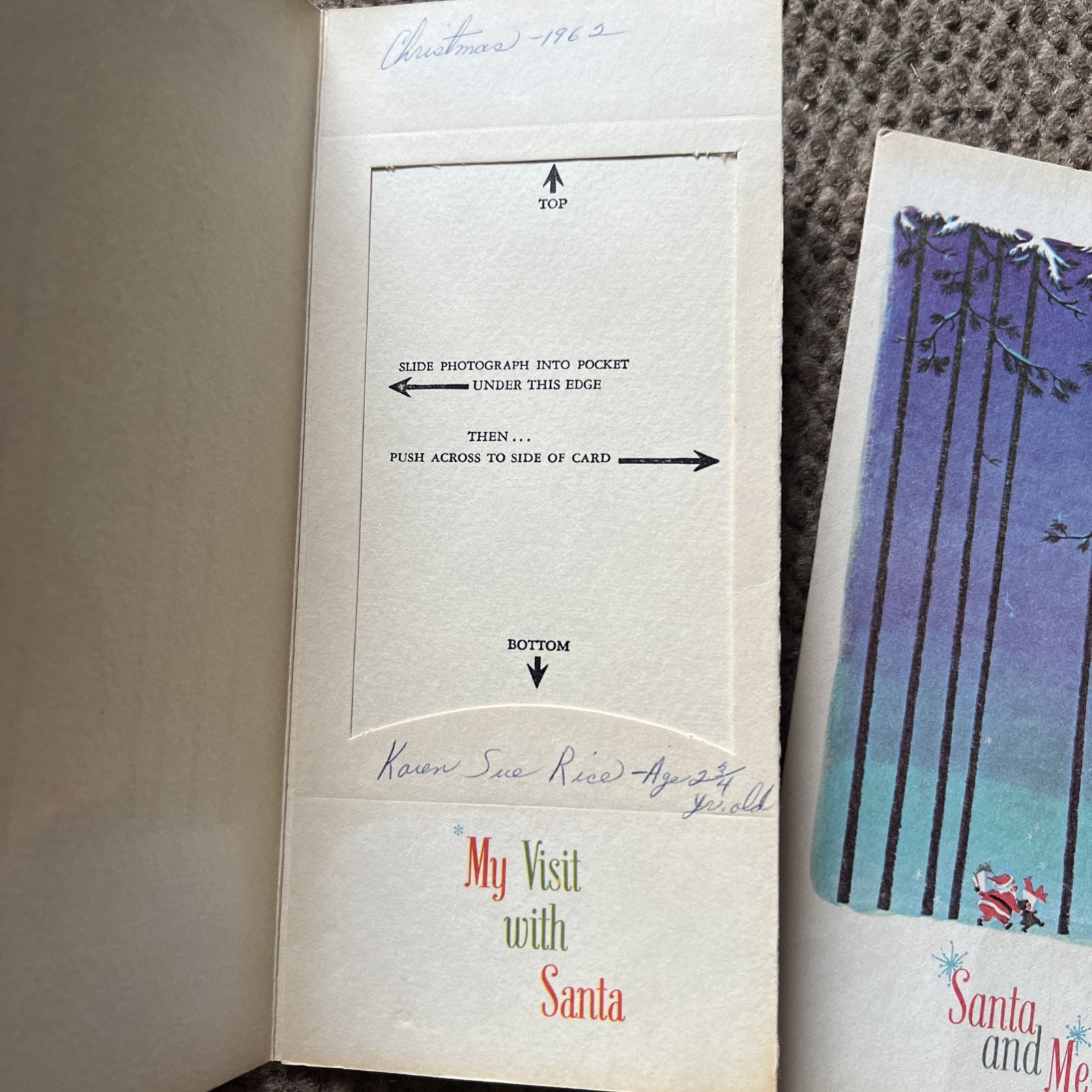 5 VTG 1960’S Photograph CARDS Stock Folder For ” SANTA AND ME ” Photo