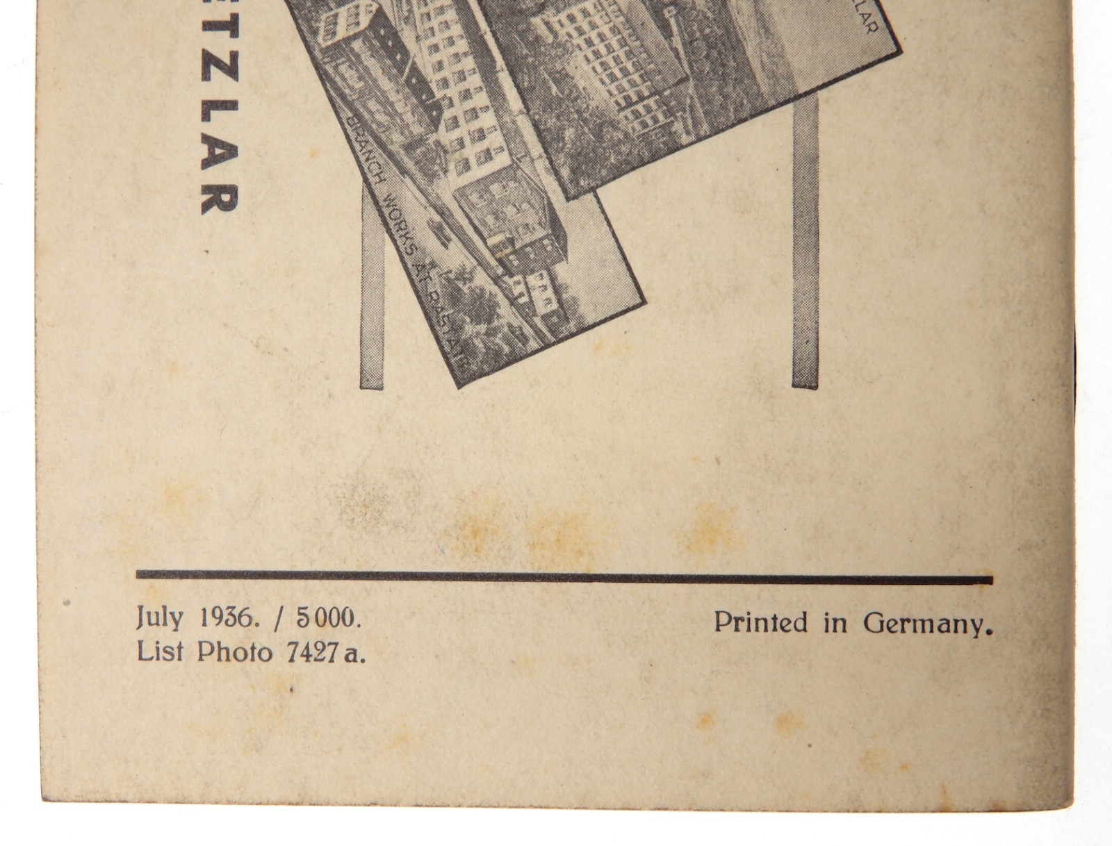 Leica III Model F Lens Tables E.Leitz,Wetzlar and London 1936 #3