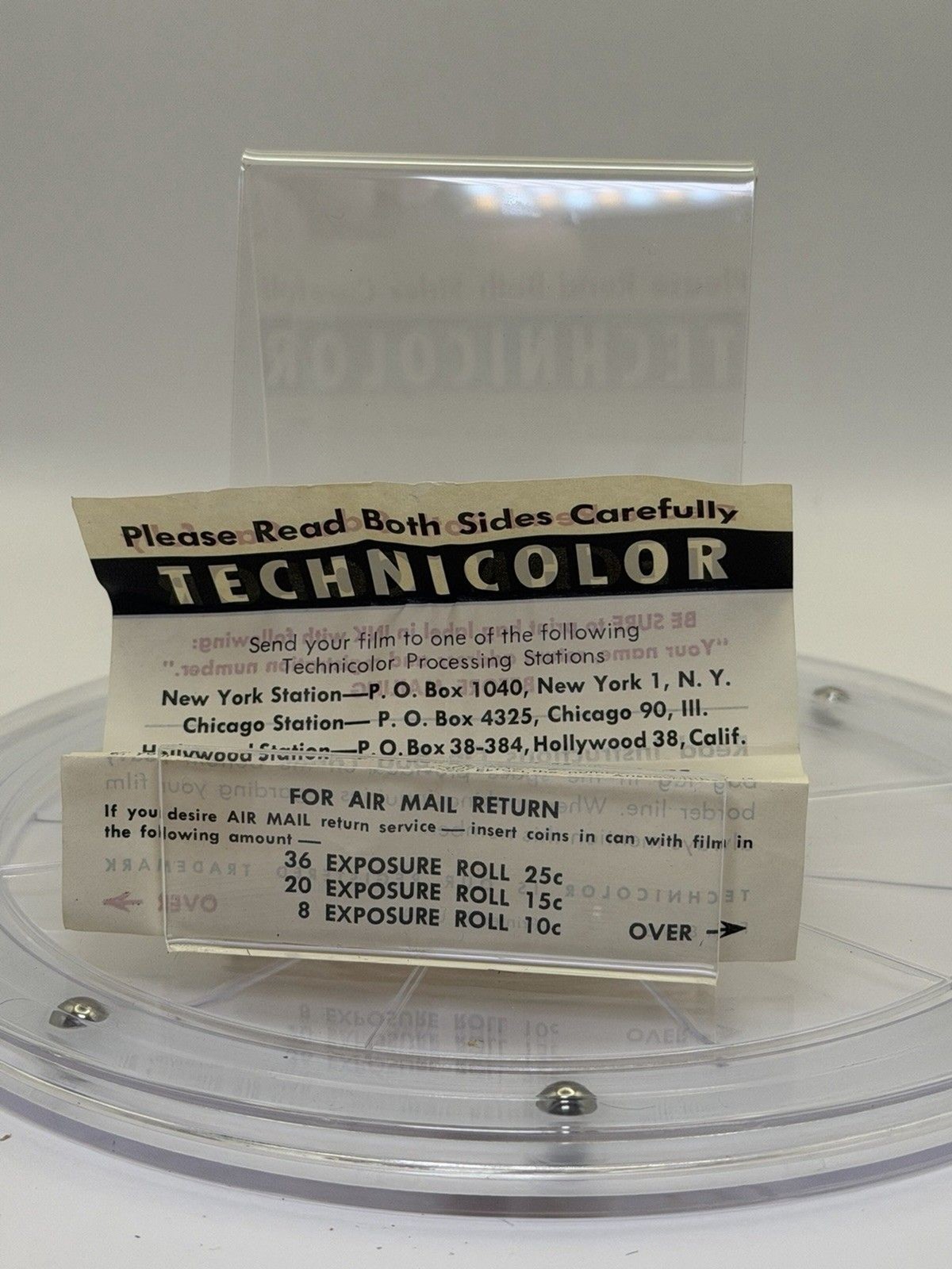 Vintage Technicolor 35mm 20 Exposure Prepaid Film Processing Mailer & Box