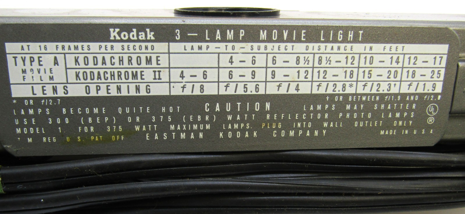 Vintage KODAK 3-Lamp Movie Light Model 1 – In Original Box #791