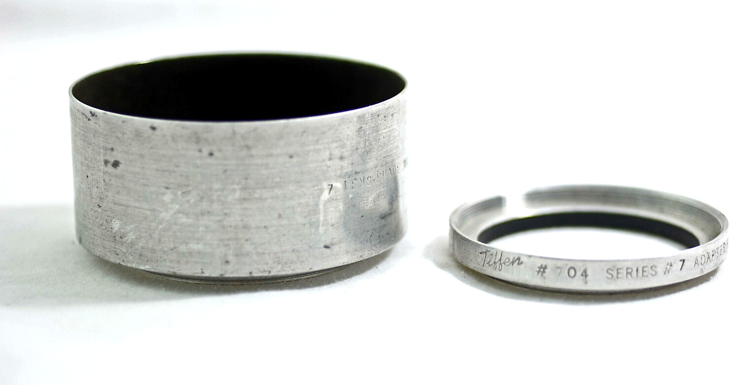 VINTAGE TIFFEN SERIES 7 THREADED CAMERA LENSHOOD WITH TIFFEN 704 ADAPTER RING