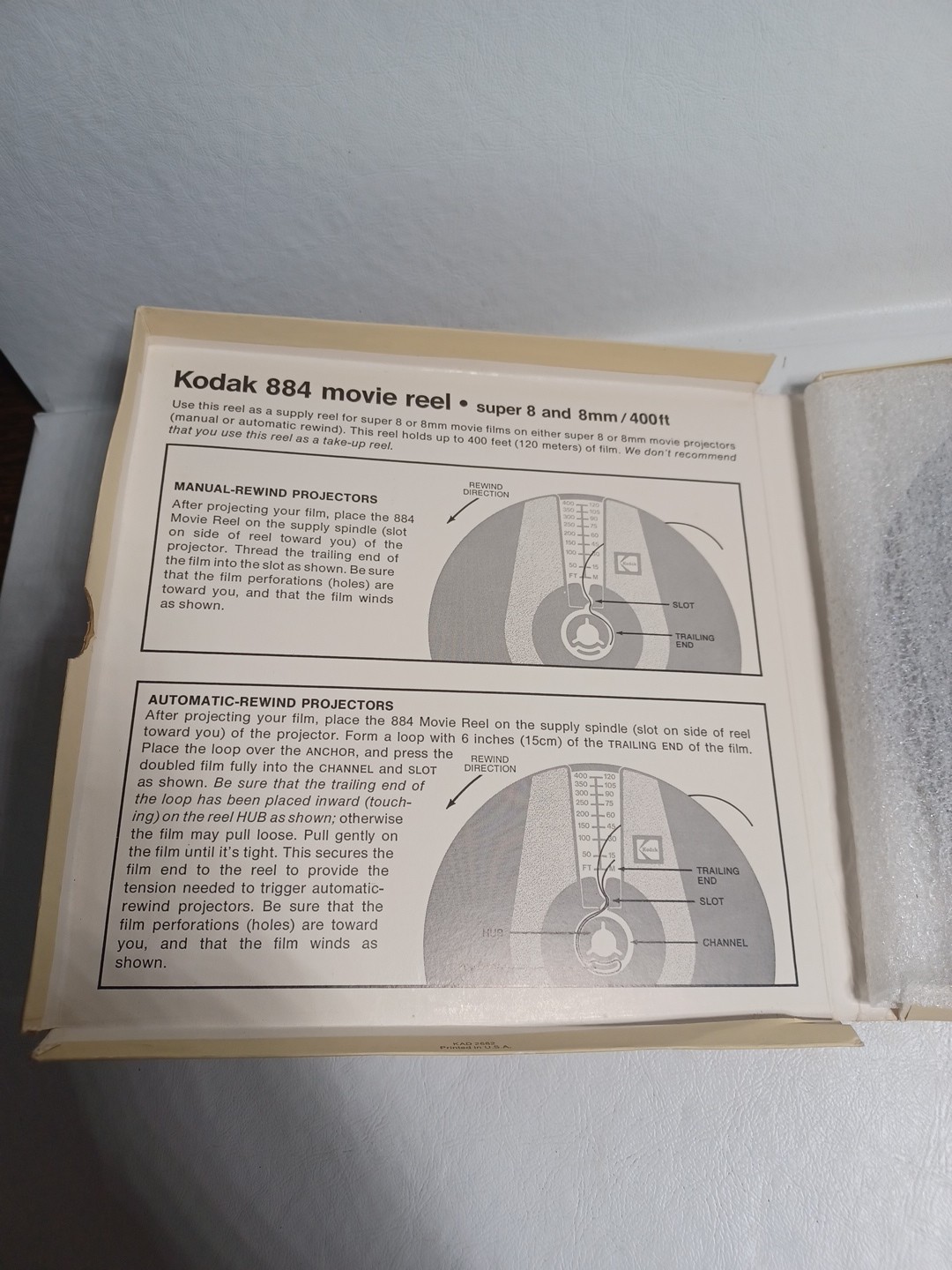 Vintage Kodak 884 Movie Reel For Super 8 and 8mm/400ft Unused. NOS. see pics.