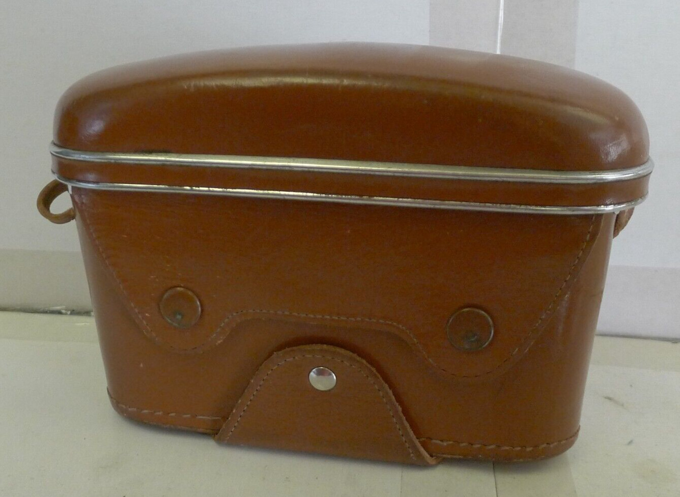Russian Kiev 2-Part Brown Snap Close Fitted Leather Camera Case with Strap -Used