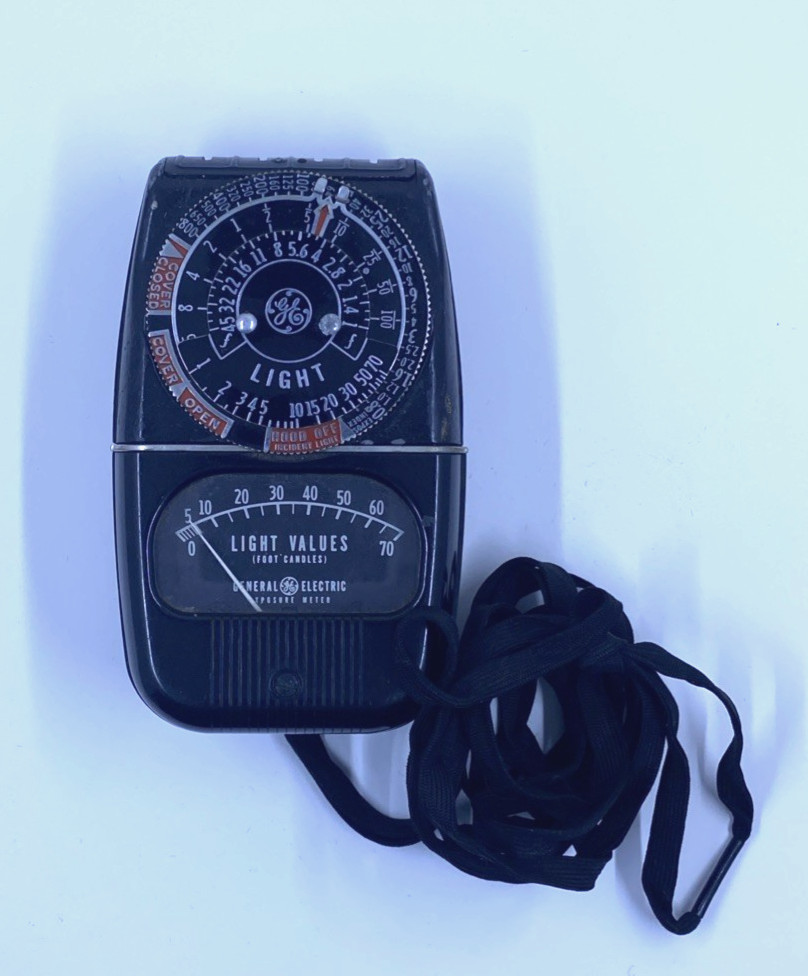 Vintage General Electric Light Values Meter With Leather Case Still Works!