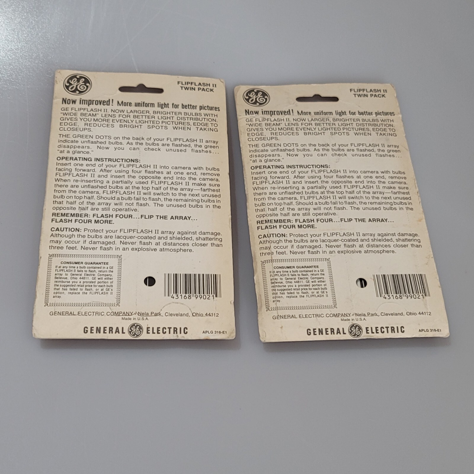 Vtg GE Flip Flash II 2 Twin Pack Flash Packs for FlipFlash Cameras Sealed..(BBB)