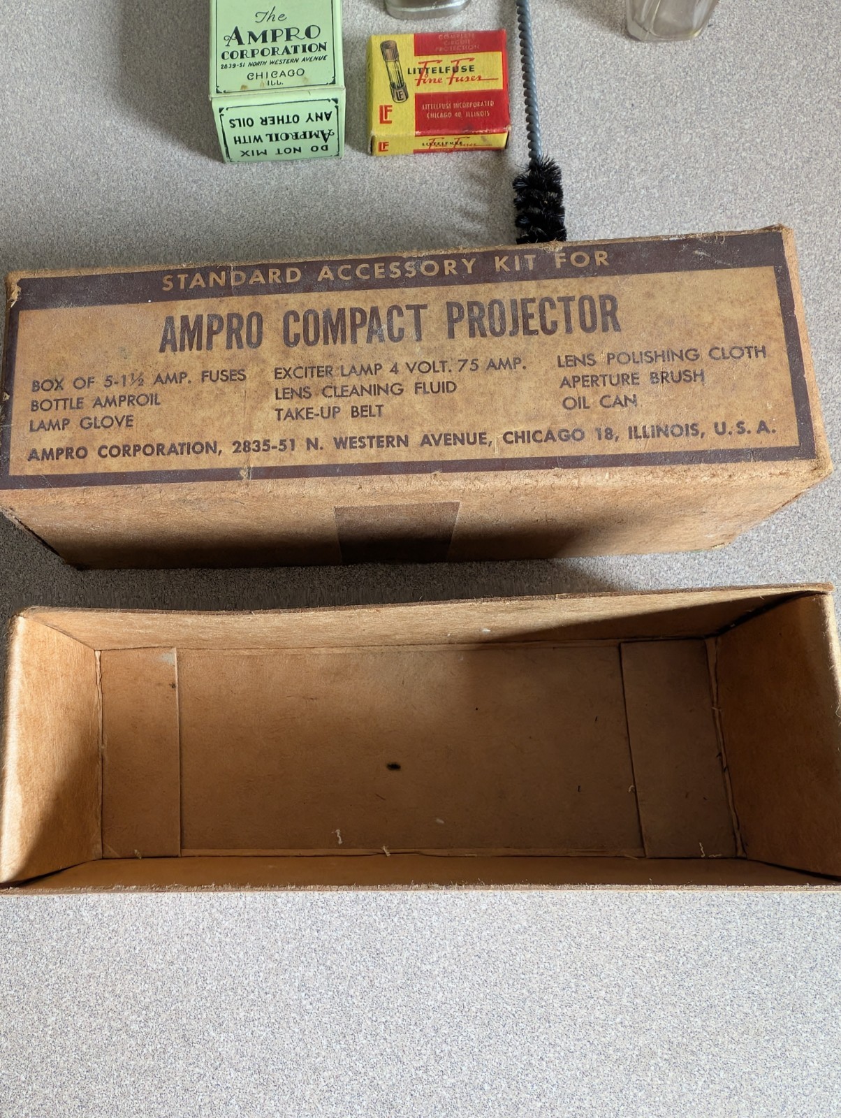 AMPRO Projector Incomplete Accessory Kit Parts As Pictured: Brush, Oil Can, Fuse