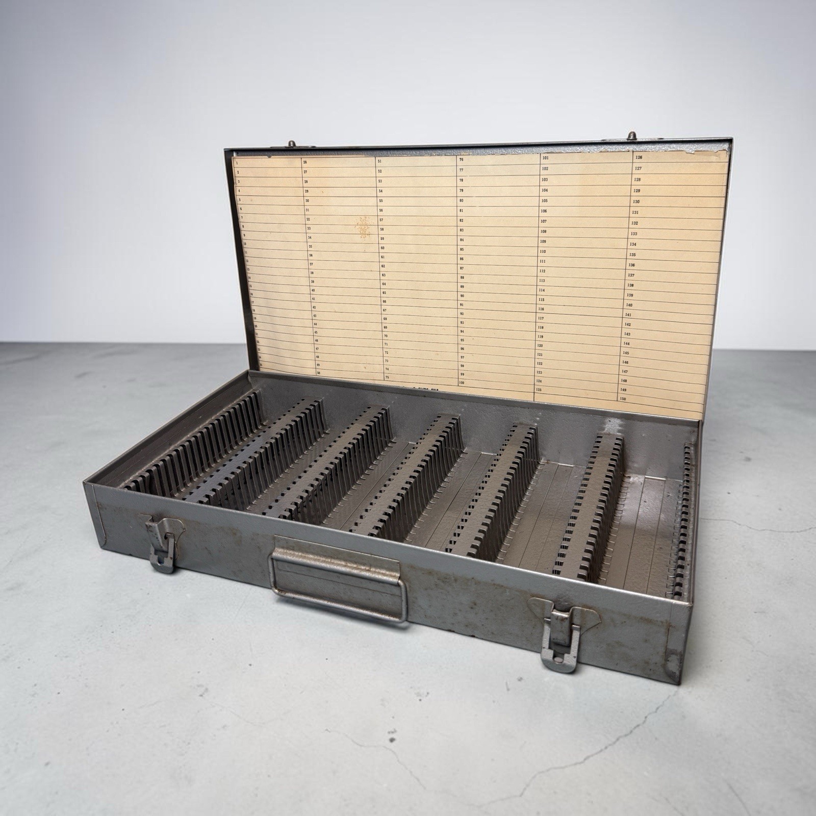 Vintage Atco Metal Slide Storage Box Case Holds 150 35mm Slides