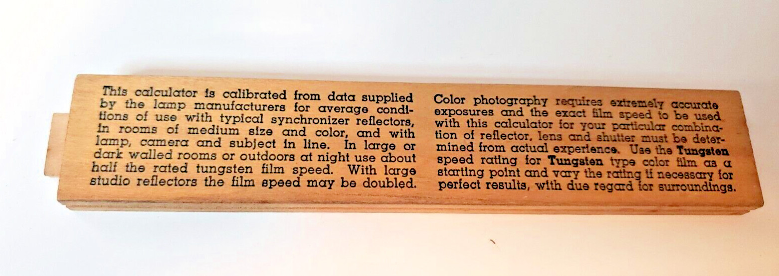 1946 Film Speed Camera Calculator Lawrence Tungsten Film Speed