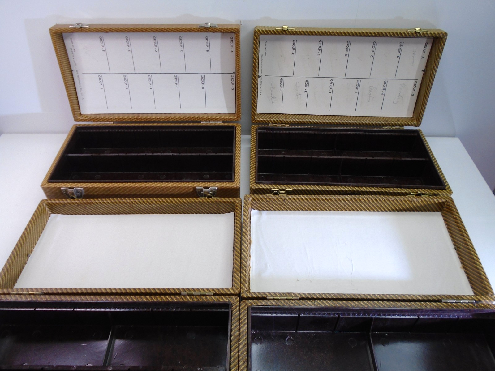 Vtg Barnett & Jaffe Baja Film Slide Case Lot 4pc 100 Slide Box 10″ Retro Stripe