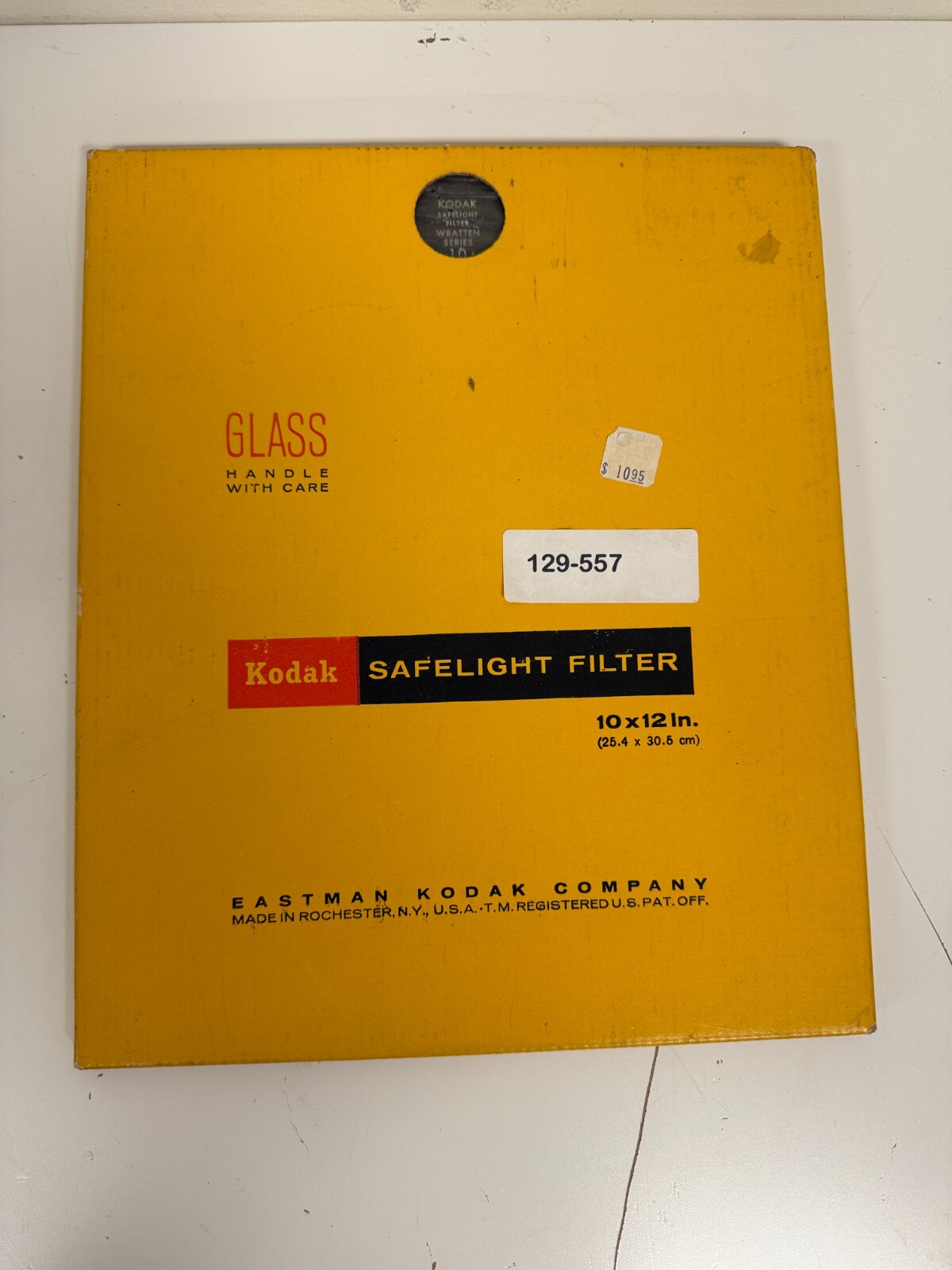Vintage Kodak Safelight Glass Filter Wratten Series 10 – 10″ x 12″