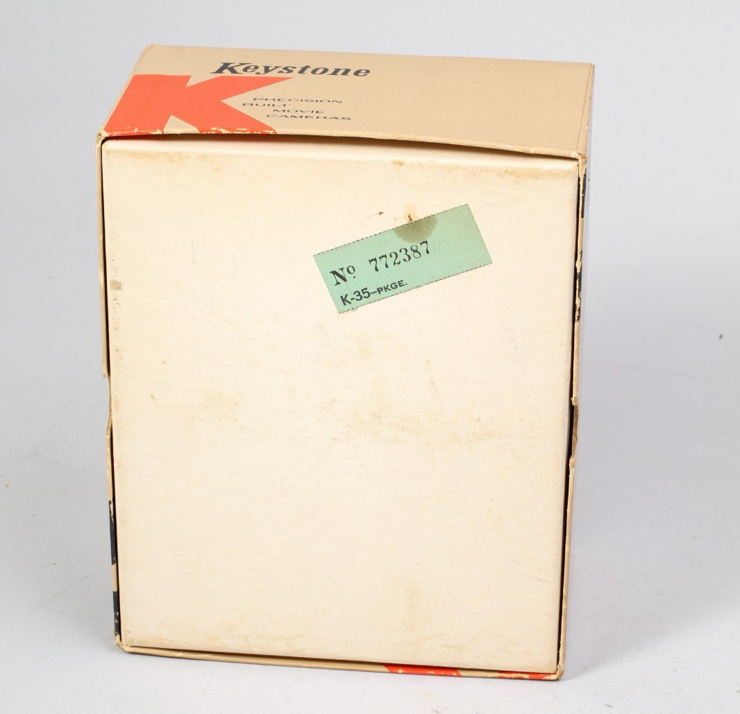 KEYSTONE K35 OLYMPIC 8MM MOVIE CAMERA BOX W STRAP MANUAL AND EPHEMERA VERY CLEAN